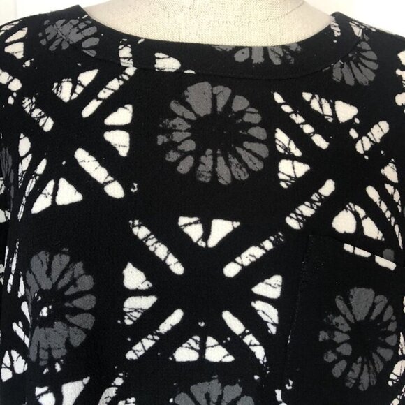 Madewell Black Print Polyester Button Back Blouse Top Womens M Medium - Picture 2 of 8